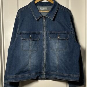 Revelation‎ Denim Full Zip Collared Classic Mid Wash Blue Denim Jean Jacket